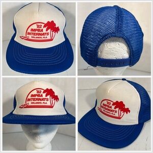VTG 82 IMPBA INTERNATS Orlando FLA Men’s Trucker Snapback Hat Cap Blue White M/L